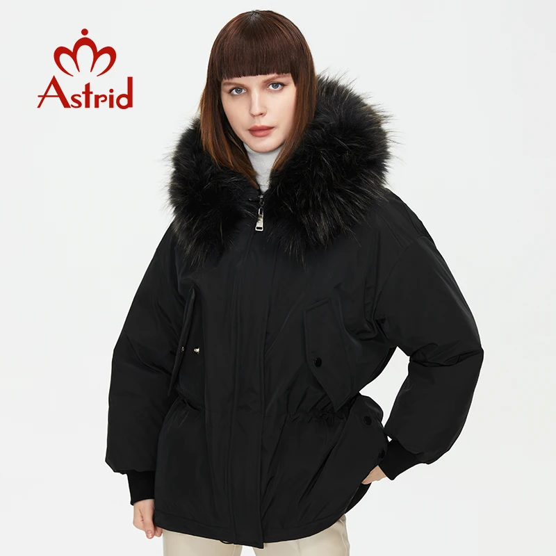 Astrid 2022 New Winter Women\'s coat women parka warm thick fashion Jacket with fox fur hood Waist drawstring female clothing