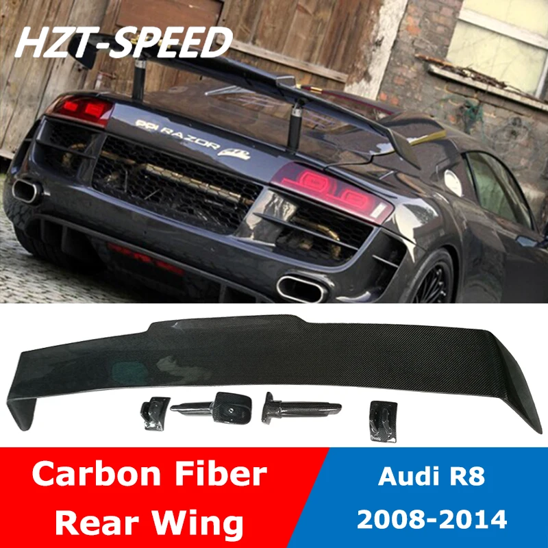 R8 P Type Carbon Fiber Rear Trunk Wing Spoiler For Audi R8 GT V8 V10 Car Modified Tail Lip 2008-2014