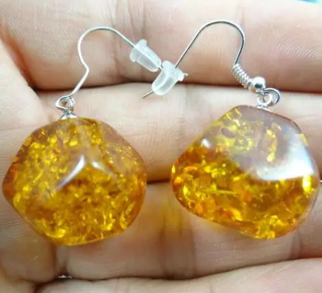 fashion Natural  Precious Modernist TEARDROP GOLDEN HONEY Amber Water droplets earring pendant Jewelry making earring A15