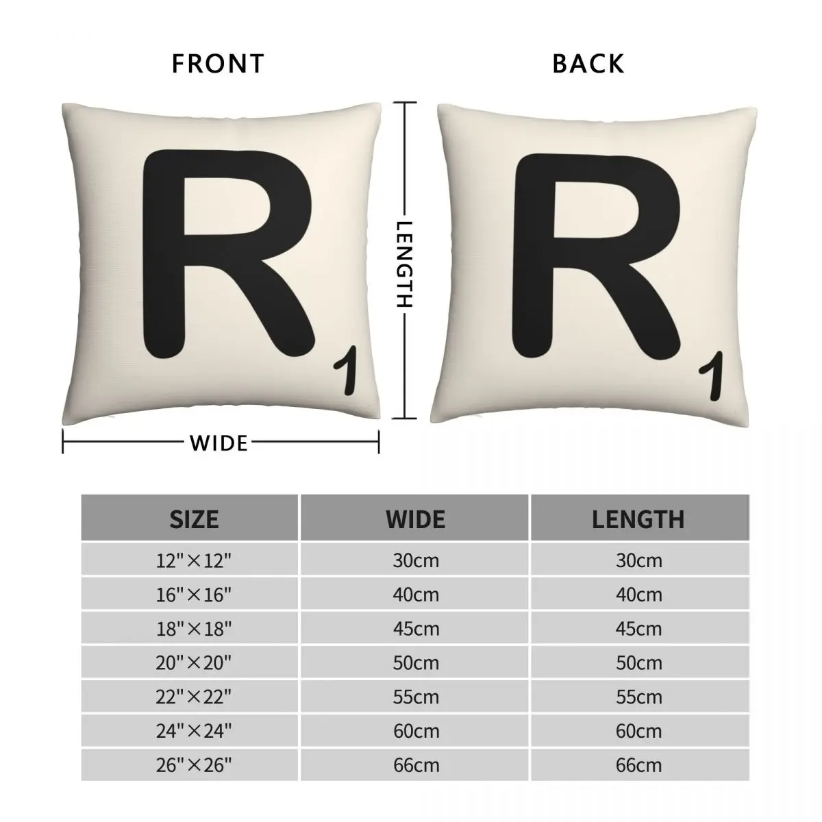 Scrabble Tile R Square Pillowcase Polyester Linen Velvet Printed Zip Decor Throw Pillow Case Bed Cushion Cover