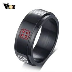 Vnox Stylish Spinner anel masculino Black aneis masculino Stainless Steel Lucky Fortune Craps Charm Finger Rings Game Gifts