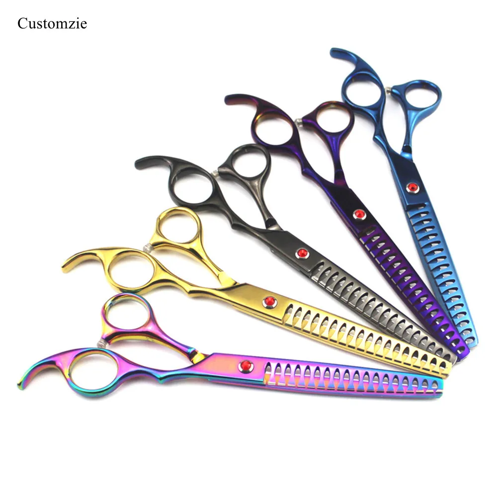 

Customize logo JP 440c 7 '' fishbone pet dog grooming hair scissors Thinning barber tools haircut shears Hairdressing scissors