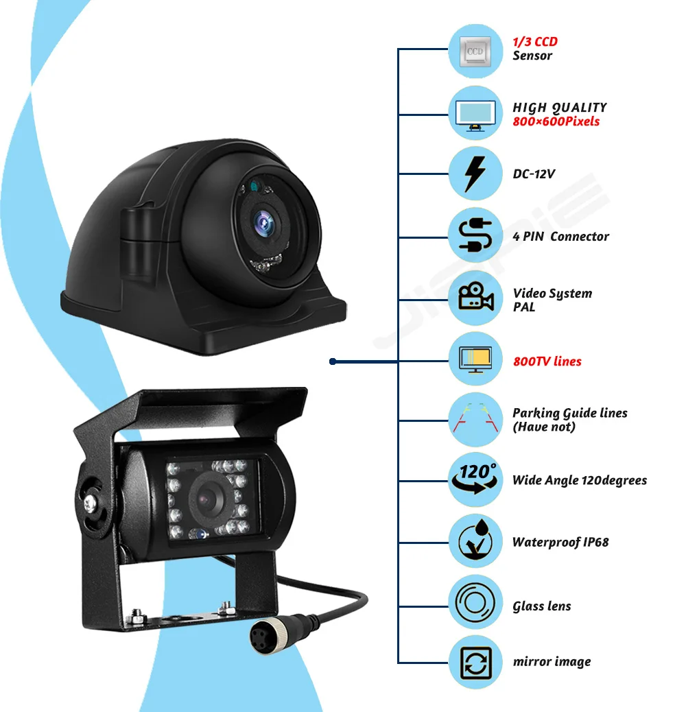 9 ''رباعية سبليت رصد نظام كاميرا لموقف السيارات ، 4CH رباعية سبليت شاشة مراقب مع كاميرا خلفية الجانب الأمامي لشاحنة شاحنة ثقيلة