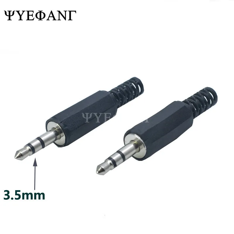 10pcs 3.5mm Male Plug Black Microphone Plug Mono Stereo Audio Jack Plug Earphone Adapter Connector