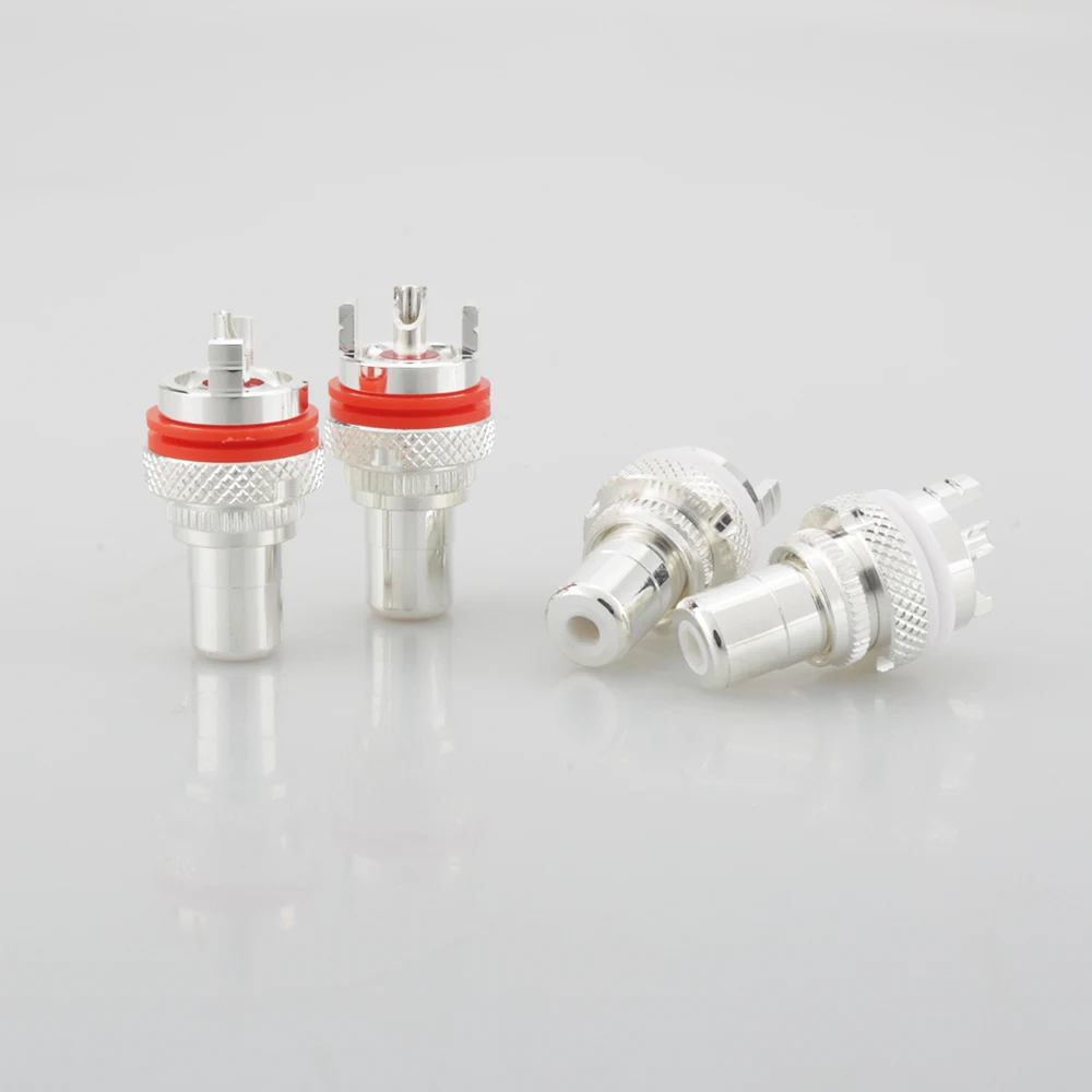 4x805 하이 엔드 실버 도금 RCA 소켓 RCA 암 소켓 커넥터 Hifi 오디오 RCA 암 플러그