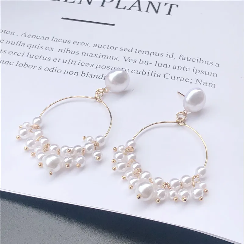2019 New Korean Version Of The Net Red Temperament Wild Explosion Models Pearl Ring Earrings Simple Temperament Pearl Earrings