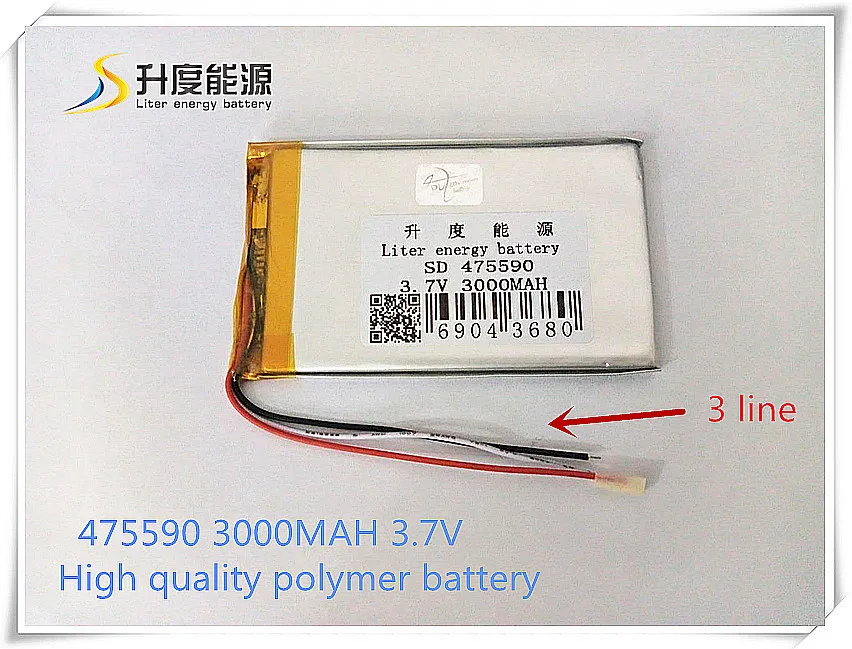 3 line 3.7 v lithium polymer battery 3000 mah 475590 mobile power supply tablet 7 'tablet