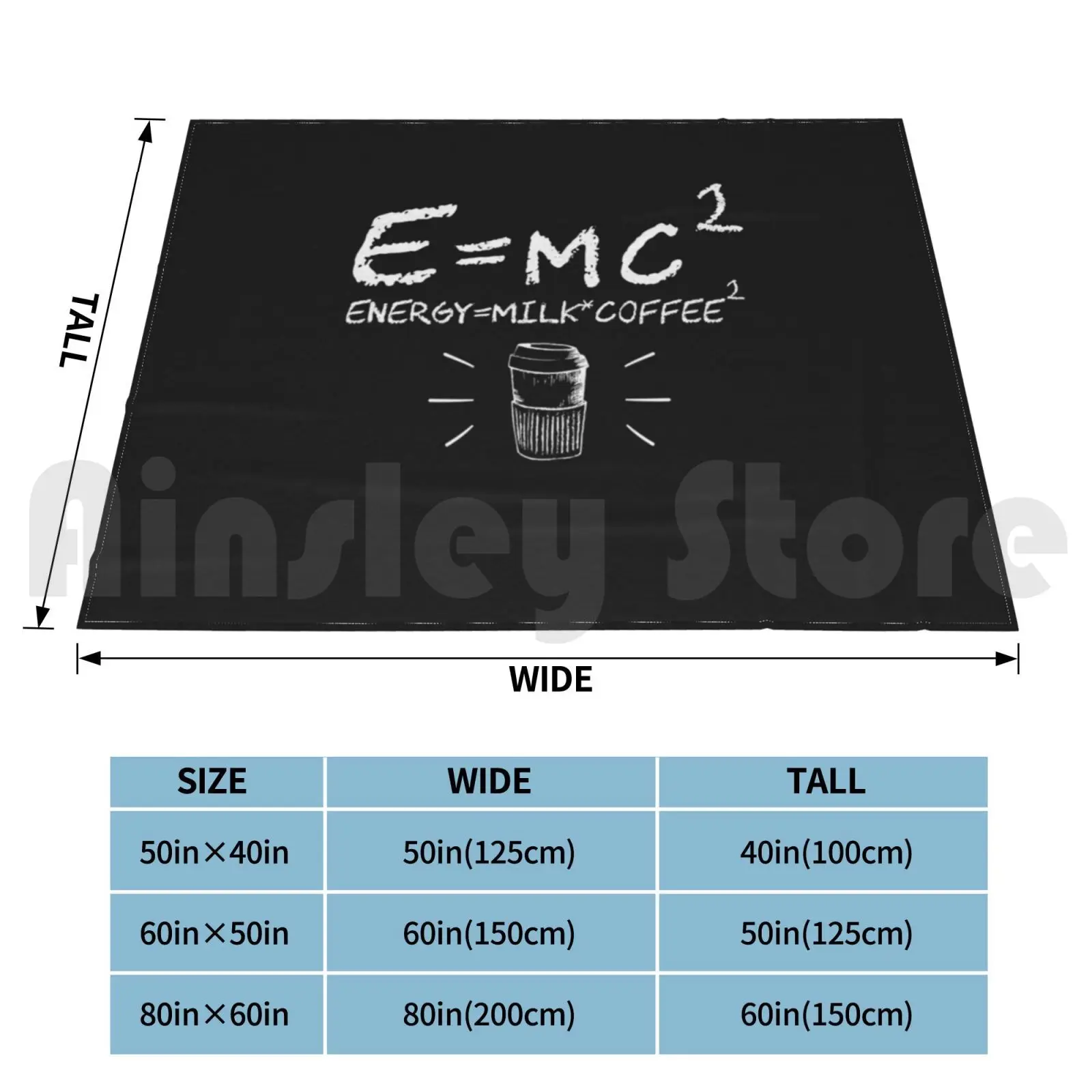 E=mc2 Energy It's A Milk Multiplied By Double Coffee Funny Physics Formula Equitation Blanket Fashion Custom E