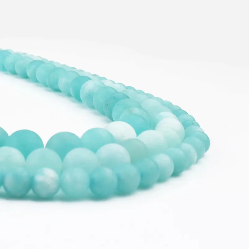 6/8/10mm Frosted Blue River Amazonite matte beads natural stones Round loose beads for jewelry making bracelet necklace diy