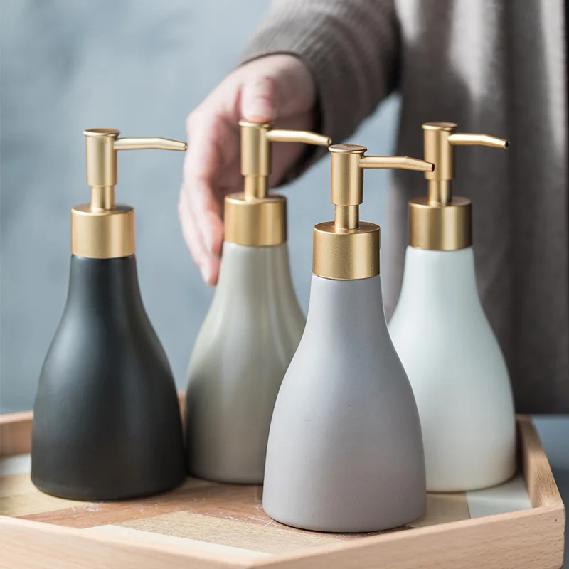 Ceramic Liquid Hand Soap Dispenser Durable Press Pump Bottle Stylish Hand Lotion Bottle for Kitchen Bathroom Accessories