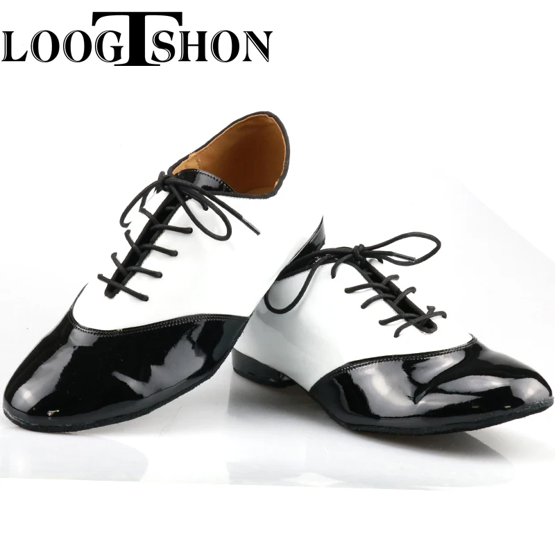 Men\'s  Leather Ballroom Dance Shoes Modern Dance Shoes Tango Party Wedding Dance Shoes Black White Color Matching Soft Bottom