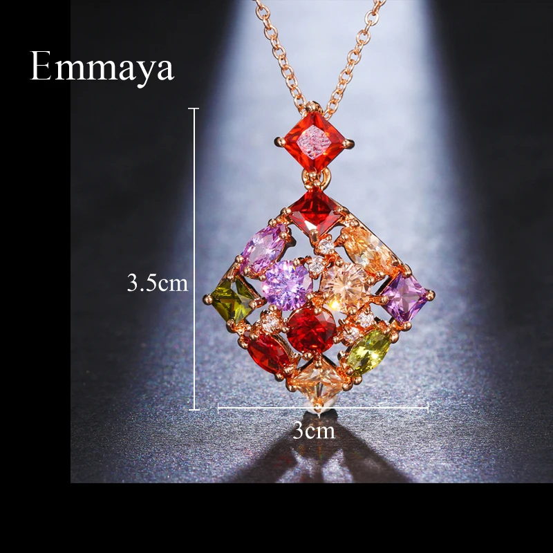 Emmaya New Arrival Colorful Cubic Zircon Shiny Necklace For Women Elegant Jewelry In Banquet Fashion Geometry Ornament