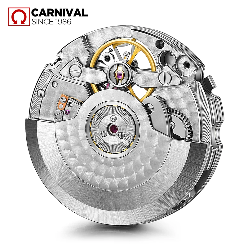 Fashion Tourbillon Mechanical Watch CARNIVAL New Automatic Watch for Men Sapphire Waterproof Calendar Luminous Relogio Masculino