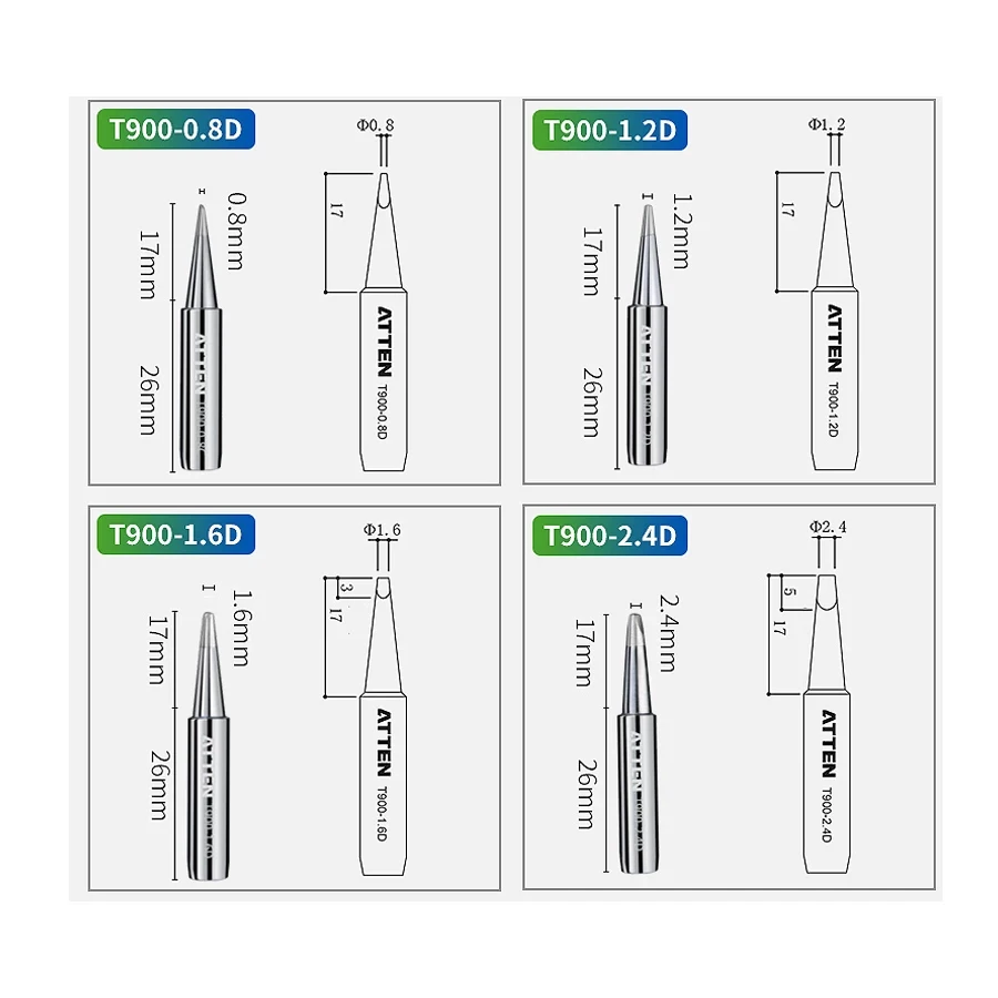 ATTEN Original authentic 900M-T T-900 Soldering Iron Welding Tip Head
