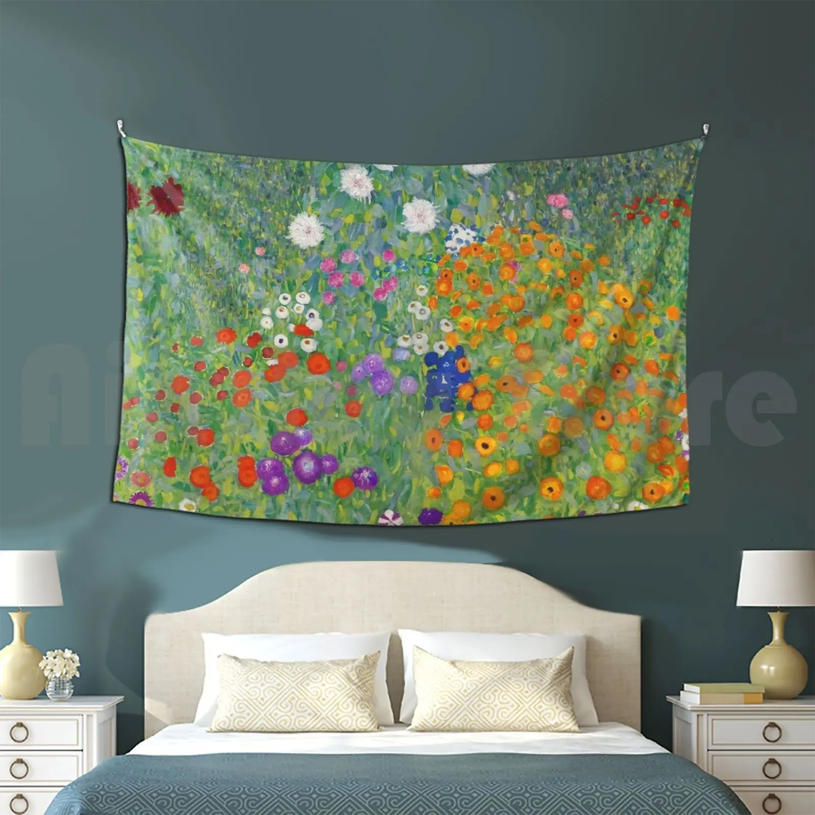 Gustav Klimt Flower Garden Tapestry Living Room Bedroom 123 Gustav Klimt Flower Garden Art Nouveau Vintage Pattern