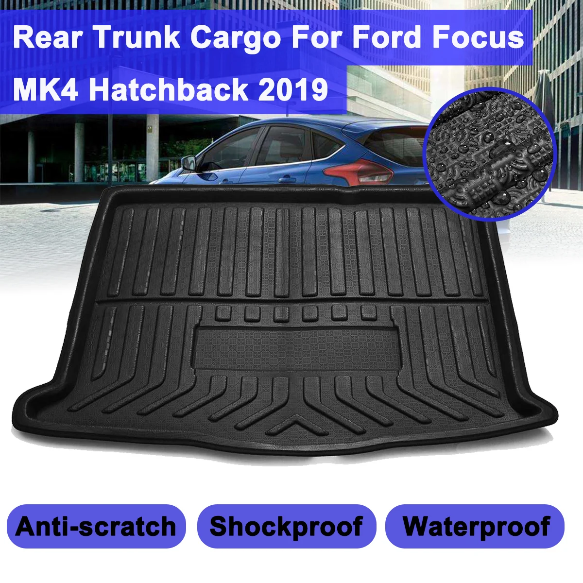 For Ford Focus MK4 Hatchback 2019+ Rear Cargo Mat Floor Sheet Carpet Rear Trunk Cargo Boot Liner Tray Floor Mat Auto Accessories