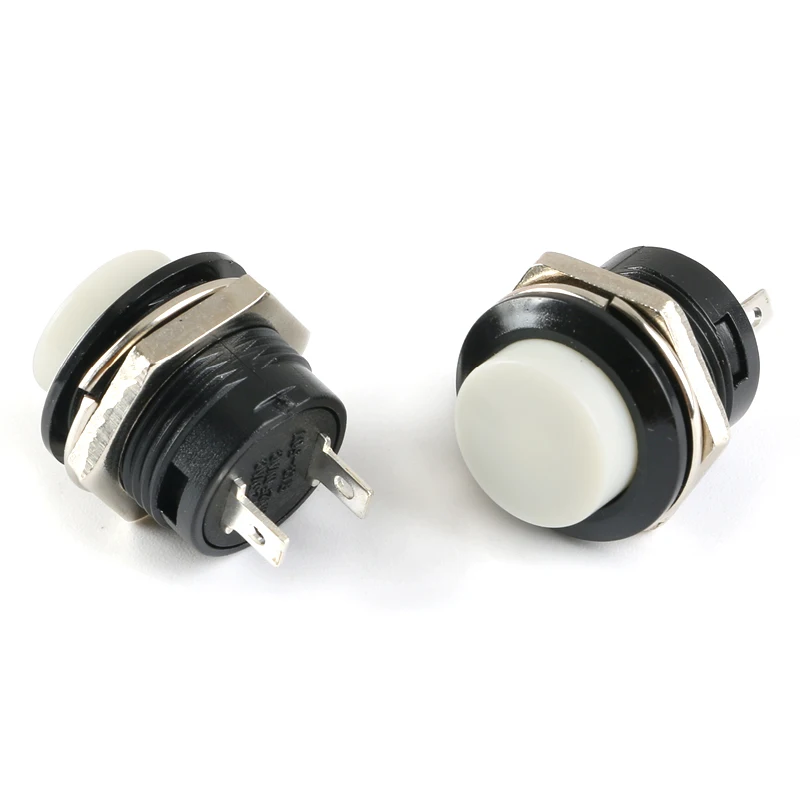 10pcs Momentary Push Button Switch 16mm Momentary 6A/125VAC 3A/250VAC Round Switches R13-507 BLACK RED GREEN WHITE BLUE YELLOW