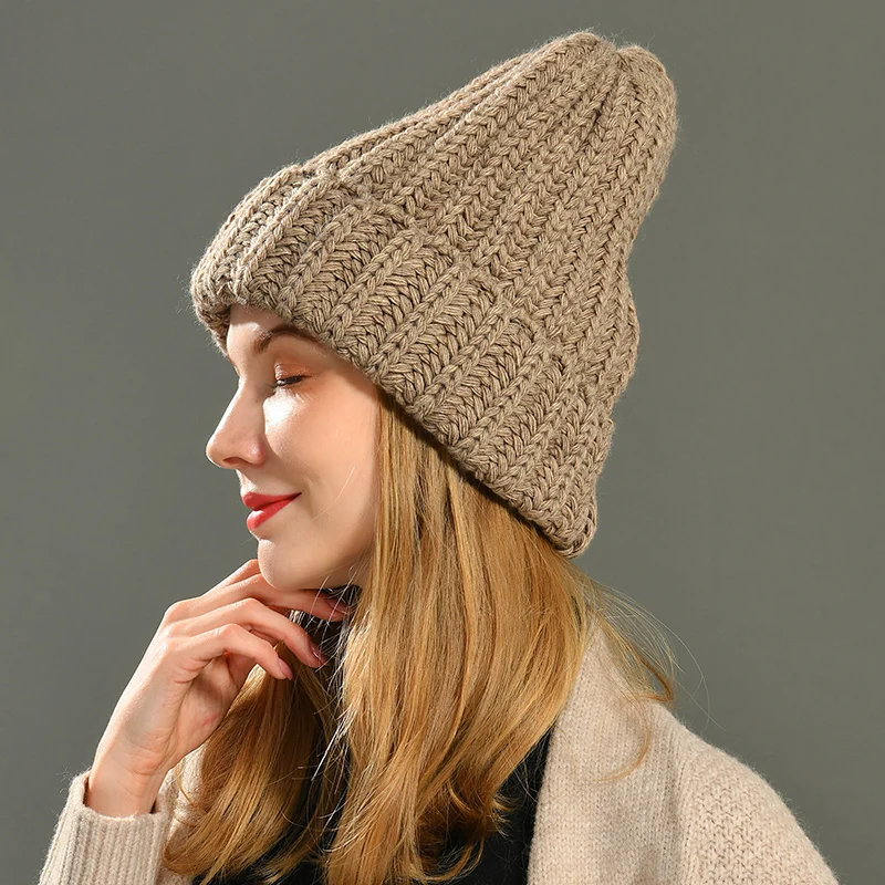 

MAOMAOFUR Winter Hats for Women Cashmere Knitted Hat Warm Cap Handmade Crochet Ski Beanie Hat Female Soft Baggy Skullies