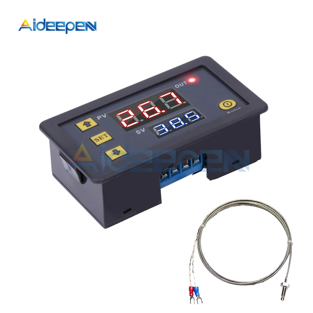 DC 5V 12V 24V 110V 220V AC Digital Temperature Controller -60~500 Degree K-type M6 Probe Thermocouple Sensor Embedded Thermostat