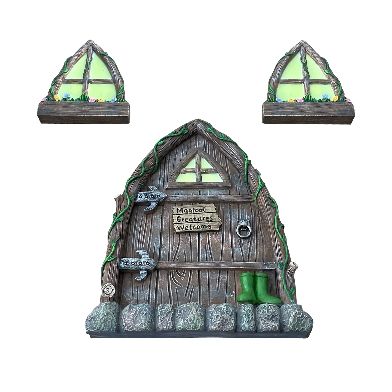 

Miniature Fairy Gnome Home Large Size Window And Door Luminous Paint Garden Outdoor Statues Tree Decor 2021 New Design Normal