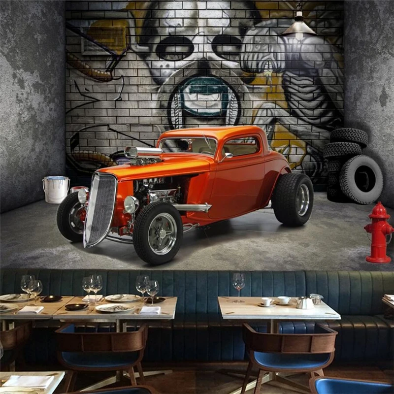 Custom wallpaper 3d stereo expansion space retro vintage car retro restaurant background wall papers home decor papel de parede