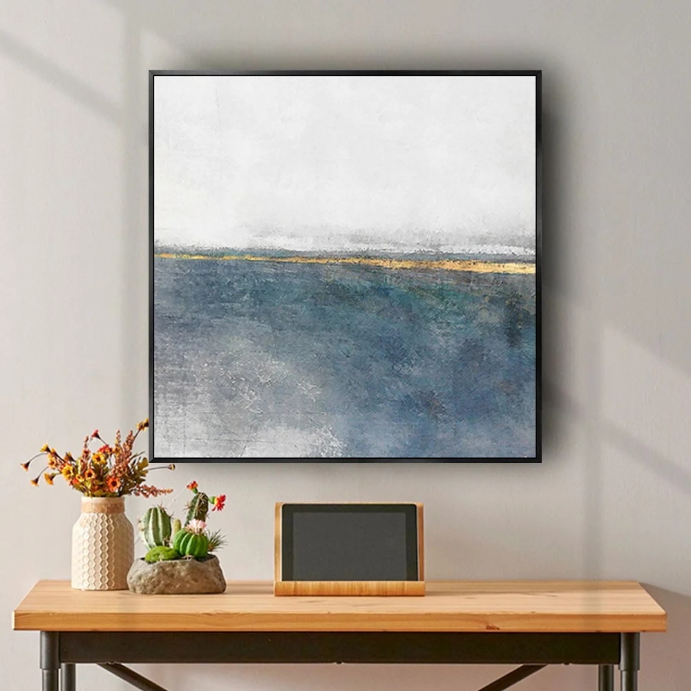100% Handmade Oil Paintings On Canvas Abstract Blue White Base Wall Art New Pattern Best Picture For Porch Home Decor Artwork