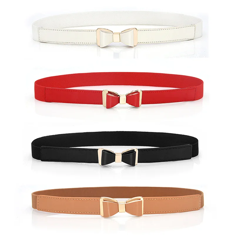 Women Ladies Elastic Bow Wide/Thin Stretch Wrap Buckle Waistband Waist Belt Band Ladies Fashion Leaf Belt