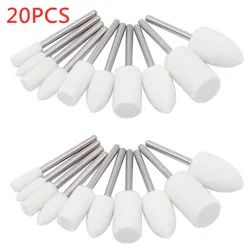 20PCS Polishing Buffing Wheels Wool Felt Mandrel Grinding Bits Grinder Head Rotary Tool Accessories Drill Tools Attachment