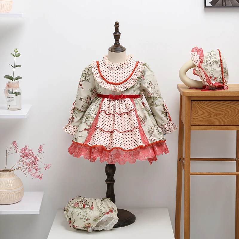 Autumn/Winter New Girl Dress Spanish Princess Dress Baby Lolita Halloween Christmas Children\'s Costume Flower Girl Dresses