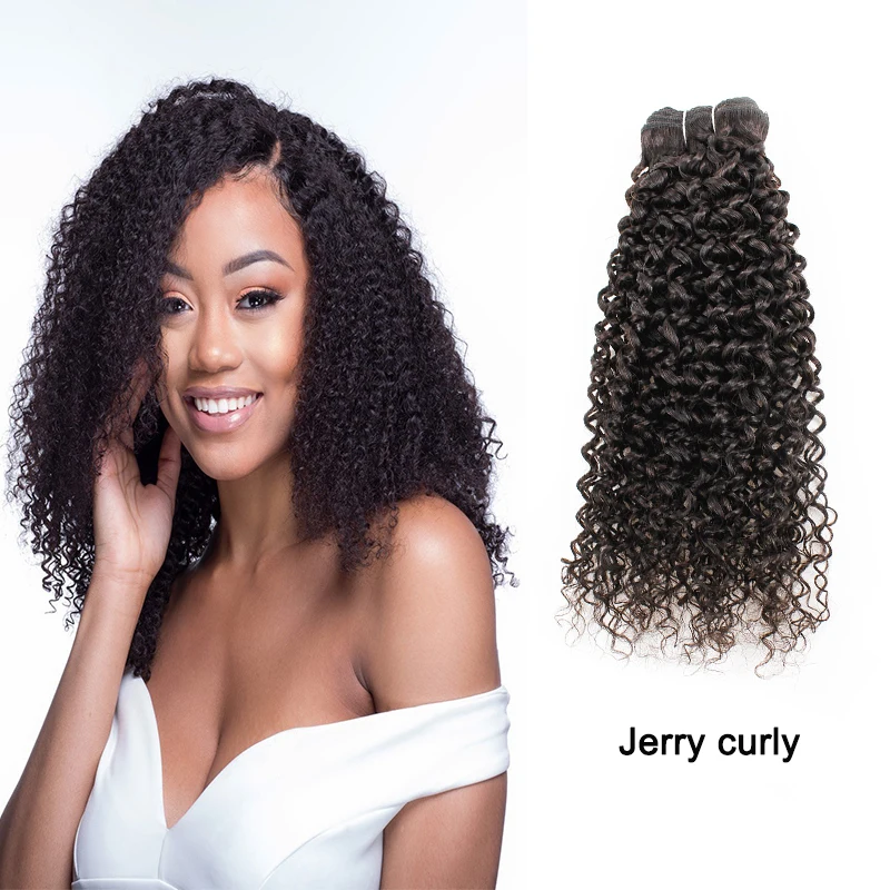 Kisshair natural color Jerry curl hair bundles 300g/lot Indian curly human hair 10-26 inches remy hair extension