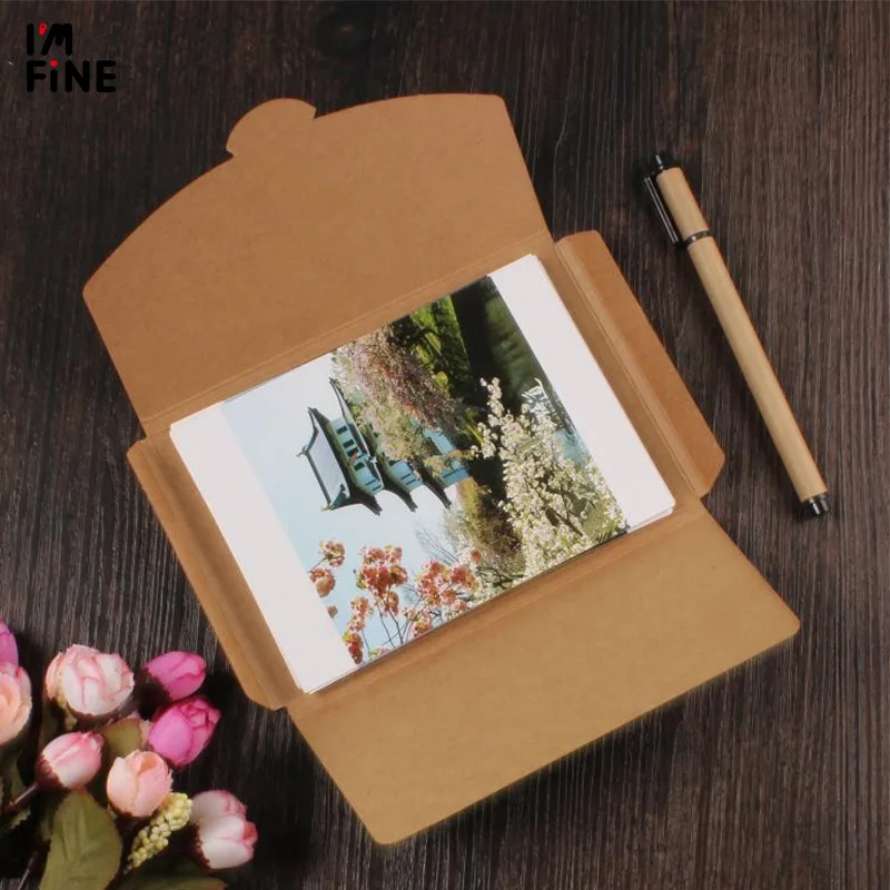 4x6 inch Balck Cardboard Photo Packaging Box Kraft Postcard Envelope Photo Package Case