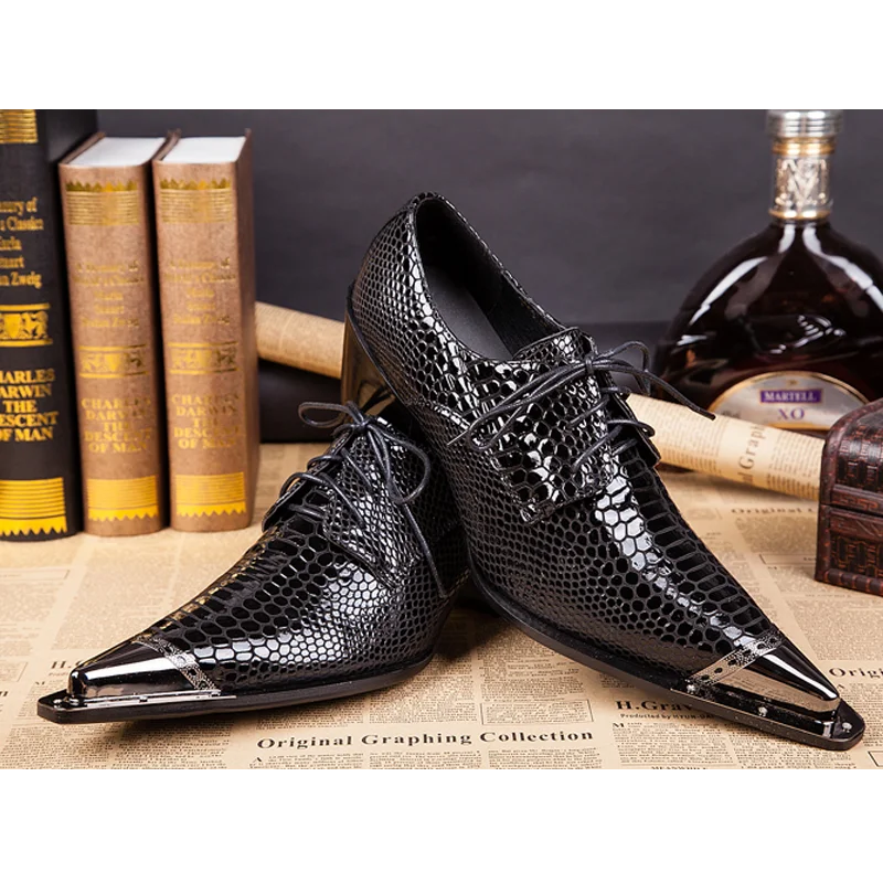 Autumn Male Trend Tip Serpentine Cowhide Formal wear Luxury Leather shoes Man Frenulum Ventilation Popular Men\'s wedding shoes