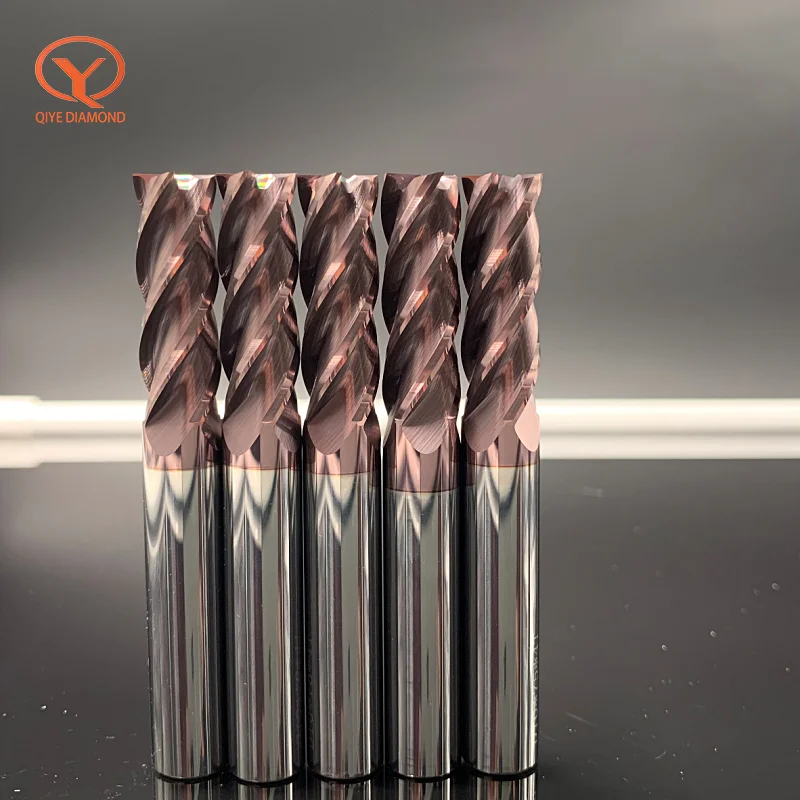 QIYE 4 Flutes Carbide End Mill HRC62 ° High hardness Tungsten Milling Cutter Cutter 1~20mm CNC Roughing Machining EndMills