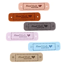 20Pcs Leather Tags Handmade With Love Labels Clothing Tags DIY Crafts Sewing Handmade Label For Hats Bags Shoes Clothes 56*15MM