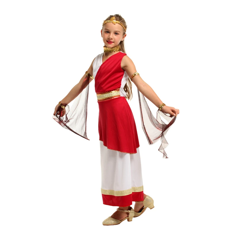 Kinderen Meisjes Grieks Athena Godin Kostuum Meisjes Romeinse Halloween Cosplay Fantasia Fancy Dress Kids Party Performance Kleding