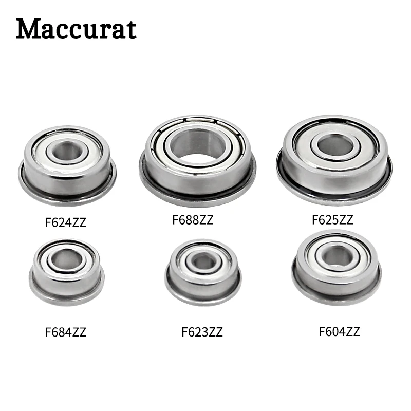 10pcs Flange Ball Bearings F604ZZ F623ZZ F624ZZ F625ZZ F684ZZ F688ZZ F695ZZ 3D Printers VORON Parts Deep Groove Pulley Wheel