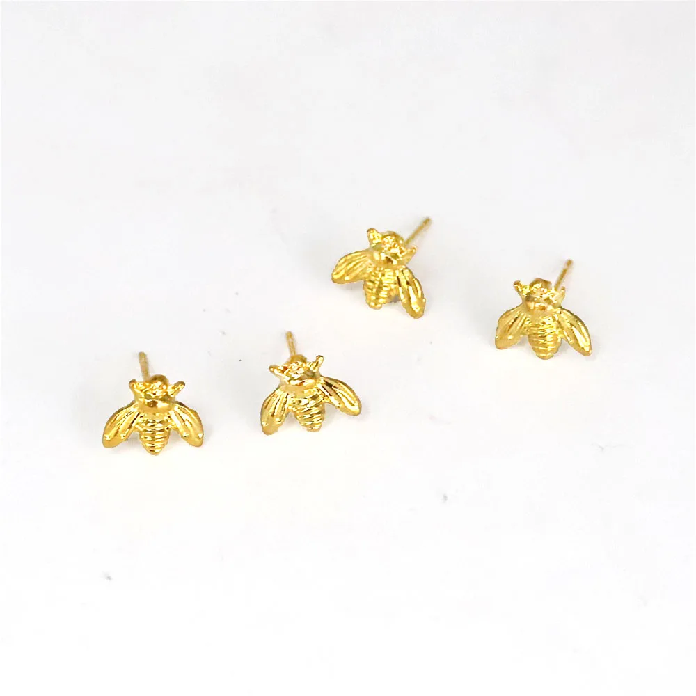 Golden Bee Studs, Little Bumble Bee Stud Earrings, Copper Bee 925 Silver Needle Hypoallergenic Earrings,Women Jewelry Gifts