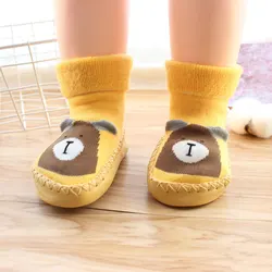 Children Anti-slip Shoes Newborn Baby Boy Girl Cotton Non-slip Floor Sock Rubber Sole Cartoon Indoor Stocking Infant Freeshippig