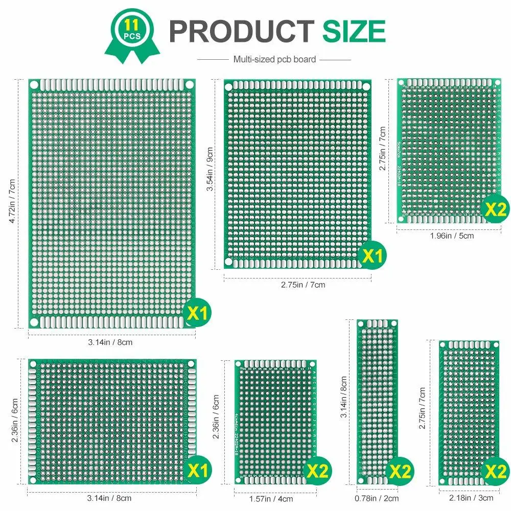 Double-Side PCB Kit Universal Board Prototype PCB Universal Printed Circuit Board for Electronic DIY Kit 11 PCS for Arduino