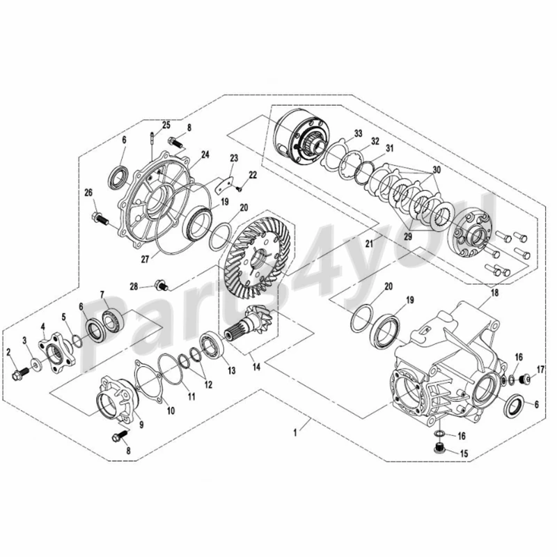 Rear Differential Reducer Gearbox Axle with Differential Lock for CFMoto 800XC 850 1000 ATV CF800AU CF1000ART Q850-330000-00001