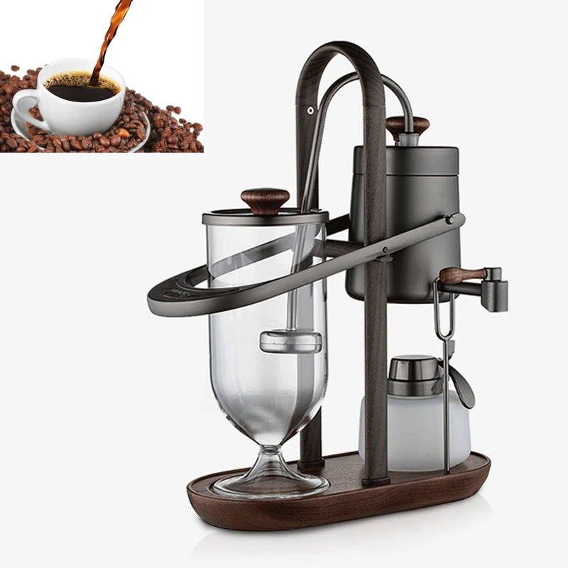 

Siphon pot Belgian Coffee Maker Vacuum Pot Copper and Glass Syphon Siphon Drop Water Drop Balancing Manual Coffee Brewing