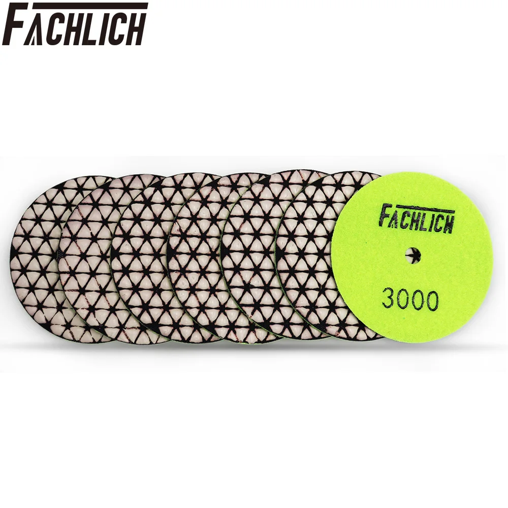 

FACHLICH 7 шт. Диаметр 4 "/100 мм сухое алмазное полировальные насадки для Гранит и Мрамор полимерная связка шлифовальный диск абразивный материал 3000