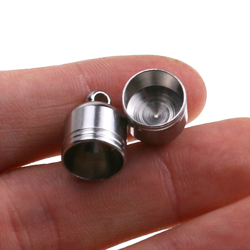 10pcs/lot Stainless Steel Clasps Hooks Cords End Caps Cord 4/5/6/7/8/10mm Jewelry Making Bracelet Necklace DIY Jewelry Findings