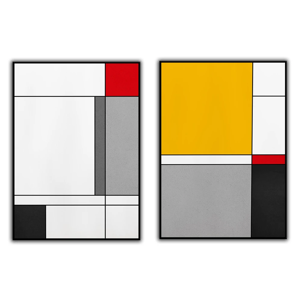 الحديثة هندسية مجردة للطباعة جدار الفن يطبع أصفر أحمر أسود كبير جدار الفن باوهاوس الملصقات الحد الأدنى الفن