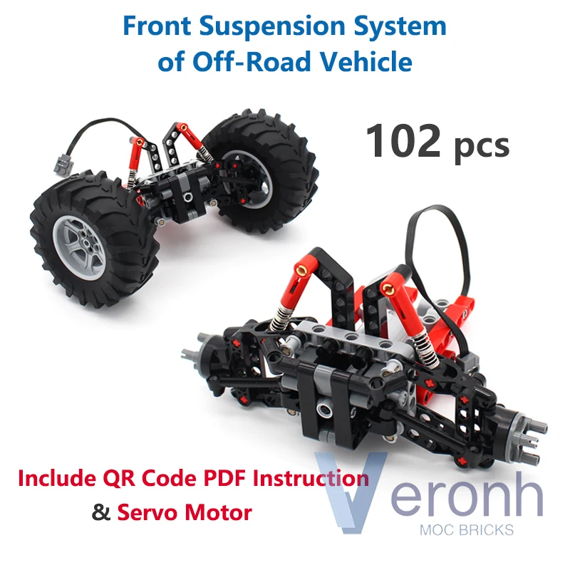 102 Pcs MOC High-Tech Off-Road Vehicle Front Suspension System Set Building Blocks Compatible Servo Motor Power Functions Bricks