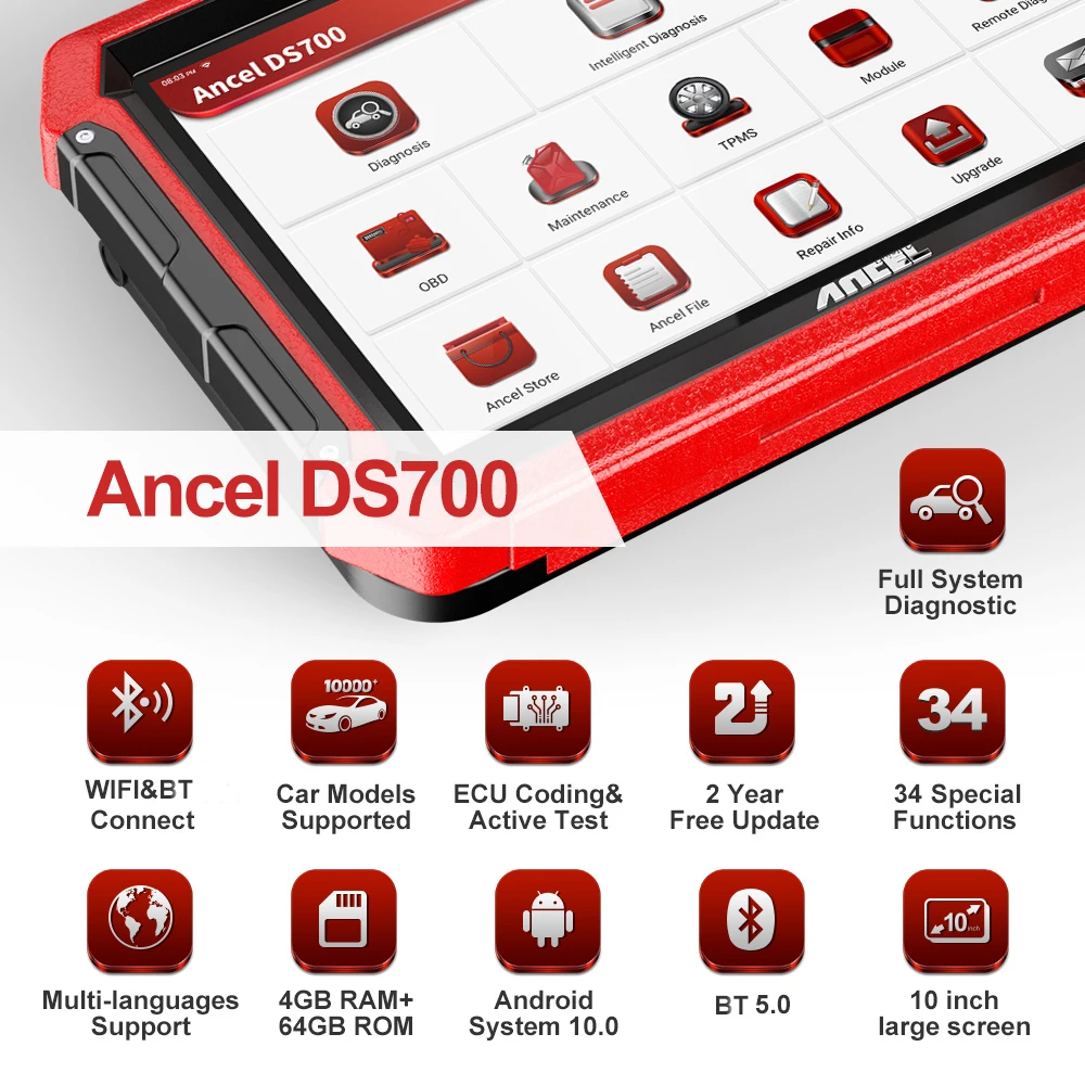 ANCEL DS700 Professional Full System OBD2 Diagnose Tool 34 Reset Service Bi-Directional Control AF Adjust DPF Injector