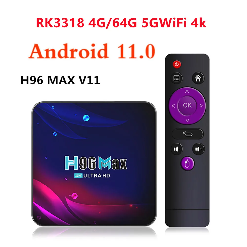 H96 MAX Smart TV BOX Android 11 V11 4K Media Bluetooth-compatible 4.0 3D Video Receiver 2.4G 5.8G WIFI Google Voice Set Top HDTV