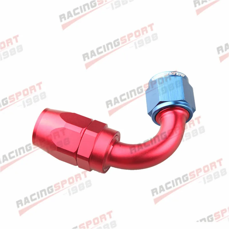 AN-10 AN10 120 Degree Swivel Hose End Fitting Adapter Red/Blue