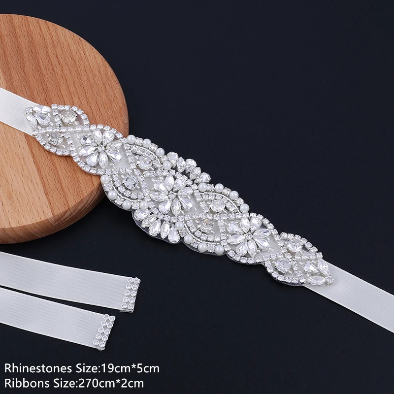 NZUK Rhinestone Bridal Belt Wedding With Crystal Diamond Wedding Dress Accessories Belt Sash 19cm-89cm Belt Sash For Women