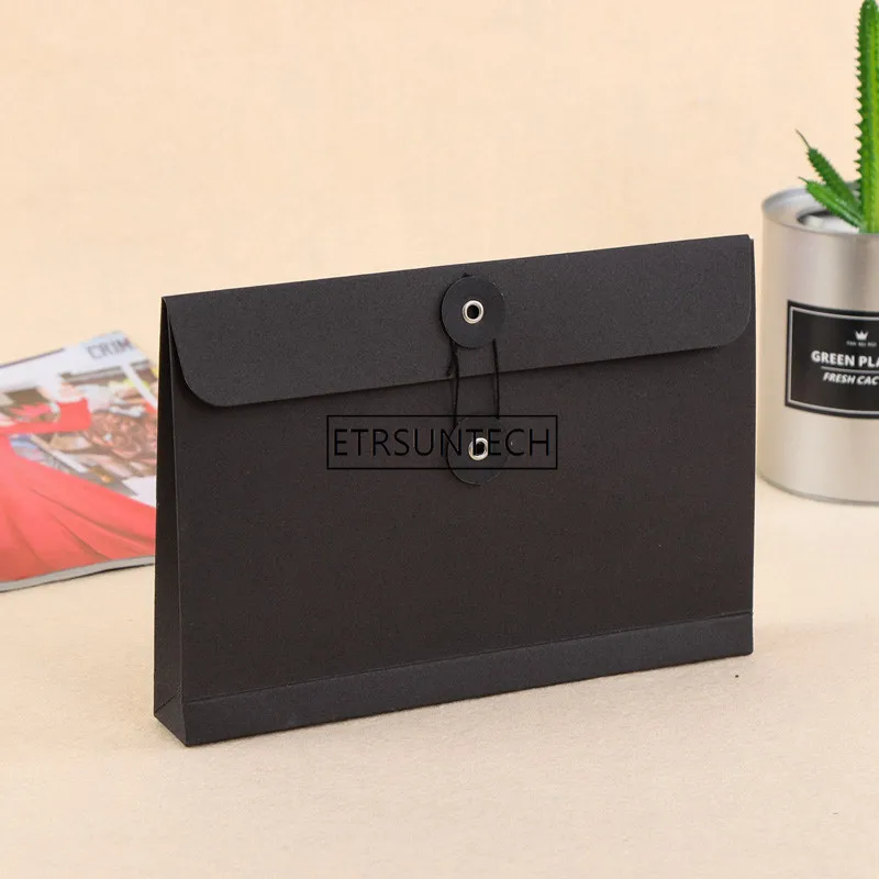 

100 шт., белый, черный, коричневый, крафт-бумага, держатель для документов, сумка для хранения файлов, карманный конверт с замком для хранения, канцелярские товары